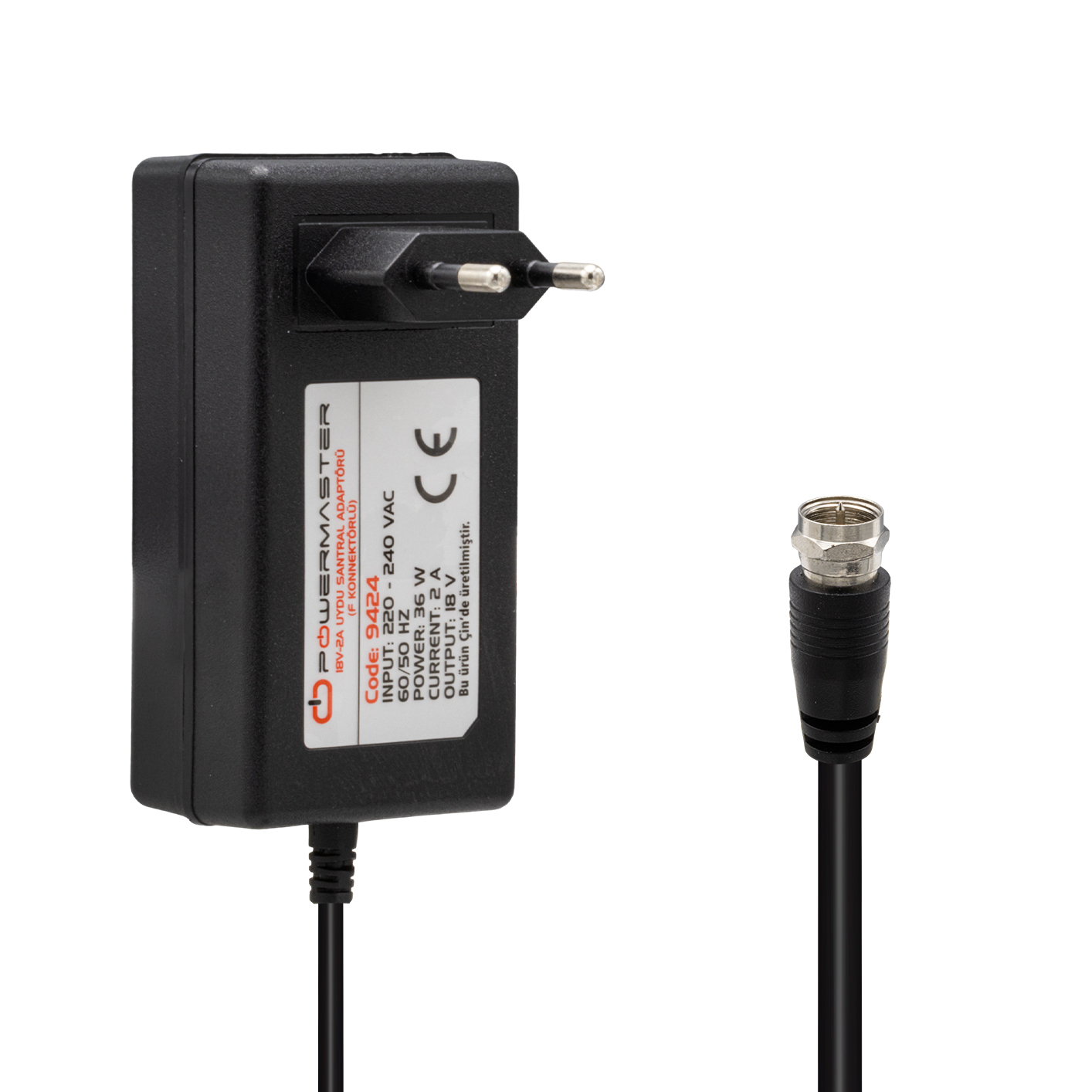 POWERMASTER PM-9424 18 VOLT- 2 AMPER F KONNEKTÖRLÜ UYDU SANTRAL ADAPTÖRÜ